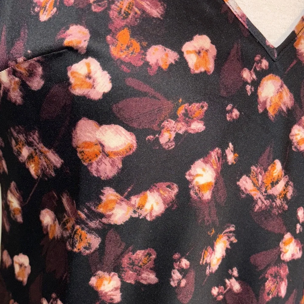 a new day Black and Pink Floral Midi Dress size small - Picture 9 of 10